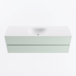 MONDIAZ VICA 150cm badmeubel onderkast Greey 2 lades. Wastafel MOON midden zonder kraangat, kleur Talc. MONDIAZ VICA 150cm badmeubel onderkast Greey 2 lades. Wastafel MOON midden zonder kraangat, kleur Talc.