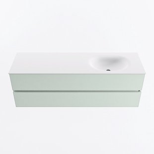 MONDIAZ VICA 150cm badmeubel onderkast Greey 2 lades. Wastafel MOON rechts zonder kraangat, kleur Talc.