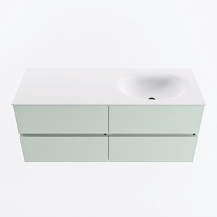 MONDIAZ VICA 120cm badmeubel onderkast Greey 4 lades. Wastafel MOON rechts 1 kraangat, kleur Talc.
