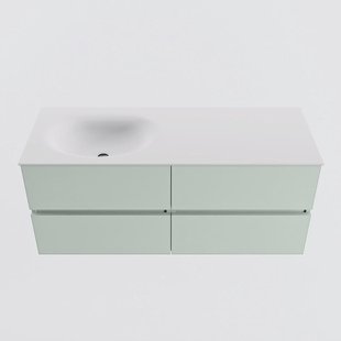 MONDIAZ VICA 120cm badmeubel onderkast Greey 4 lades. Wastafel MOON links zonder kraangat, kleur Talc.