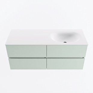 MONDIAZ VICA 120cm badmeubel onderkast Greey 4 lades. Wastafel MOON rechts zonder kraangat, kleur Talc.