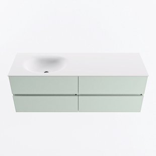 MONDIAZ VICA 140cm badmeubel onderkast Greey 4 lades. Wastafel MOON links 1 kraangat, kleur Talc.