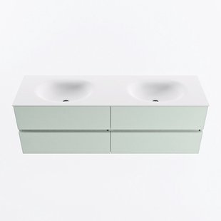 MONDIAZ VICA 150cm badmeubel onderkast Greey 4 lades. Wastafel MOON dubbel 2 kraangaten, kleur Talc.