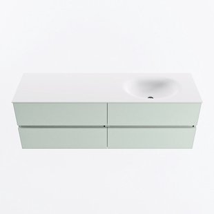 MONDIAZ VICA 150cm badmeubel onderkast Greey 4 lades. Wastafel MOON rechts zonder kraangat, kleur Talc.