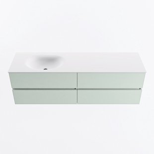 MONDIAZ VICA 160cm badmeubel onderkast Greey 4 lades. Wastafel MOON links 1 kraangat, kleur Talc.