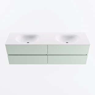 MONDIAZ VICA 160cm badmeubel onderkast Greey 4 lades. Wastafel MOON dubbel 2 kraangaten, kleur Talc.