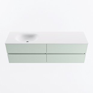 MONDIAZ VICA 160cm badmeubel onderkast Greey 4 lades. Wastafel MOON links zonder kraangat, kleur Talc.