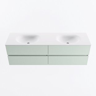 MONDIAZ VICA 160cm badmeubel onderkast Greey 4 lades. Wastafel MOON dubbel zonder kraangat, kleur Talc.