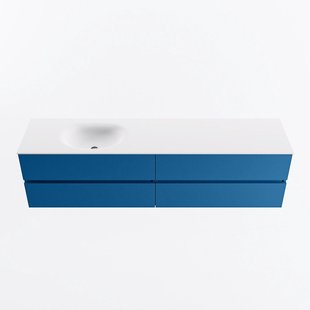 MONDIAZ VICA 190cm badmeubel onderkast Jeans 4 lades. Wastafel MOON links zonder kraangat, kleur Talc.