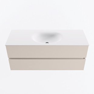 MONDIAZ VICA 120cm badmeubel onderkast Linen 2 lades. Wastafel MOON midden zonder kraangat, kleur Talc.