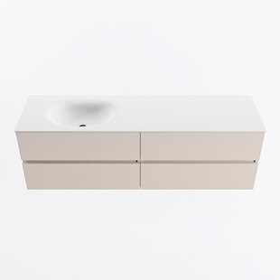 MONDIAZ VICA 160cm badmeubel onderkast Linen 4 lades. Wastafel MOON links 1 kraangat, kleur Talc.