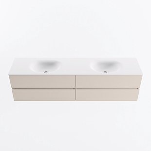 MONDIAZ VICA 190cm badmeubel onderkast Linen 4 lades. Wastafel MOON dubbel 2 kraangaten, kleur Talc.