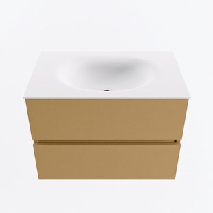 MONDIAZ VICA 70cm badmeubel onderkast Oro 2 lades. Wastafel MOON midden 1 kraangat, kleur Talc.