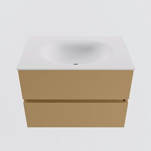 MONDIAZ VICA 70cm badmeubel onderkast Oro 2 lades. Wastafel MOON midden zonder kraangat, kleur Talc.