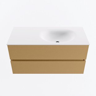 MONDIAZ VICA 100cm badmeubel onderkast Oro 2 lades. Wastafel MOON rechts 1 kraangat, kleur Talc.