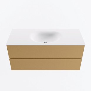 MONDIAZ VICA 110cm badmeubel onderkast Oro 2 lades. Wastafel MOON midden 1 kraangat, kleur Talc.