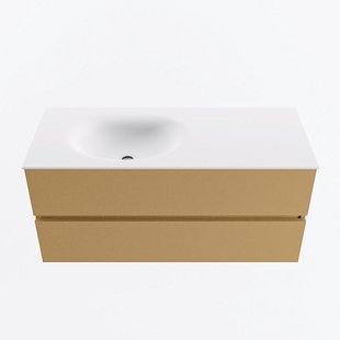 MONDIAZ VICA 110cm badmeubel onderkast Oro 2 lades. Wastafel MOON links 1 kraangat, kleur Talc.