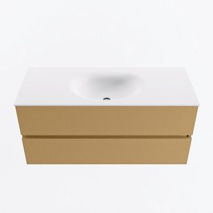 MONDIAZ VICA 110cm badmeubel onderkast Oro 2 lades. Wastafel MOON midden zonder kraangat, kleur Talc.