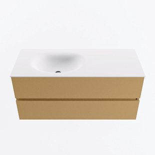 MONDIAZ VICA 110cm badmeubel onderkast Oro 2 lades. Wastafel MOON links zonder kraangat, kleur Talc.