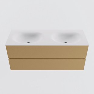 MONDIAZ VICA 120cm badmeubel onderkast Oro 2 lades. Wastafel MOON dubbel 2 kraangaten, kleur Talc.