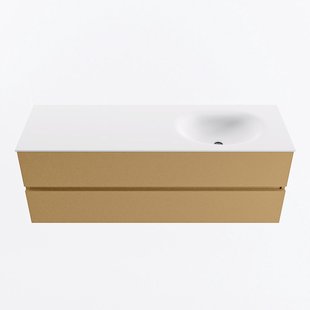 MONDIAZ VICA 140cm badmeubel onderkast Oro 2 lades. Wastafel MOON rechts 1 kraangat, kleur Talc.