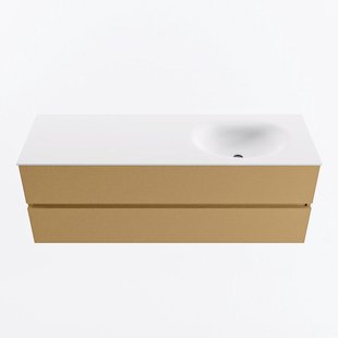 MONDIAZ VICA 140cm badmeubel onderkast Oro 2 lades. Wastafel MOON rechts zonder kraangat, kleur Talc.