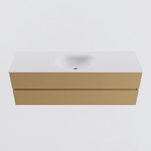 MONDIAZ VICA 150cm badmeubel onderkast Oro 2 lades. Wastafel MOON midden 1 kraangat, kleur Talc.