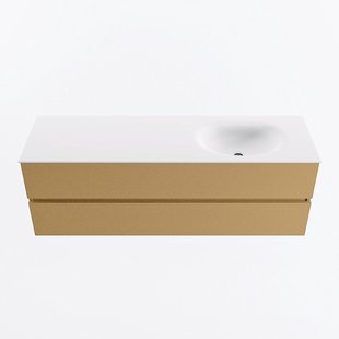 MONDIAZ VICA 150cm badmeubel onderkast Oro 2 lades. Wastafel MOON rechts 1 kraangat, kleur Talc.