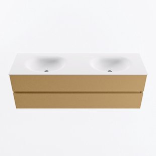 MONDIAZ VICA 150cm badmeubel onderkast Oro 2 lades. Wastafel MOON dubbel 2 kraangaten, kleur Talc.