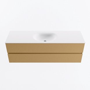 MONDIAZ VICA 150cm badmeubel onderkast Oro 2 lades. Wastafel MOON midden zonder kraangat, kleur Talc.