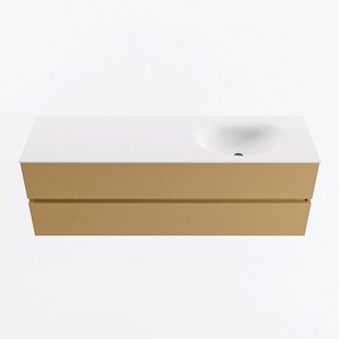 MONDIAZ VICA 150cm badmeubel onderkast Oro 2 lades. Wastafel MOON rechts zonder kraangat, kleur Talc.