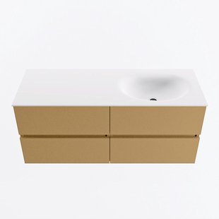 MONDIAZ VICA 120cm badmeubel onderkast Oro 4 lades. Wastafel MOON rechts 1 kraangat, kleur Talc.
