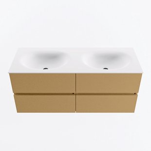 MONDIAZ VICA 120cm badmeubel onderkast Oro 4 lades. Wastafel MOON dubbel 2 kraangaten, kleur Talc.