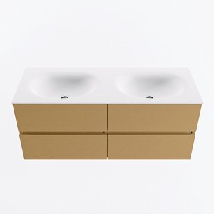 MONDIAZ VICA 120cm badmeubel onderkast Oro 4 lades. Wastafel MOON dubbel zonder kraangat, kleur Talc.