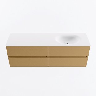 MONDIAZ VICA 150cm badmeubel onderkast Oro 4 lades. Wastafel MOON rechts 1 kraangat, kleur Talc.