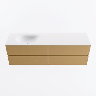 MONDIAZ VICA 160cm badmeubel onderkast Oro 4 lades. Wastafel MOON links 1 kraangat, kleur Talc.