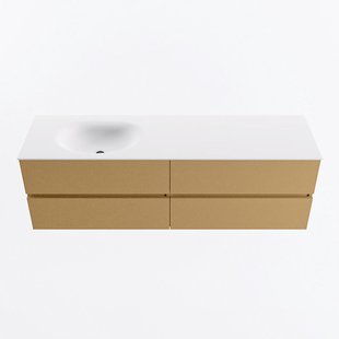 MONDIAZ VICA 160cm badmeubel onderkast Oro 4 lades. Wastafel MOON links zonder kraangat, kleur Talc.