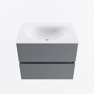 MONDIAZ VICA 60cm badmeubel onderkast Plata 2 lades. Wastafel MOON midden 1 kraangat, kleur Talc.