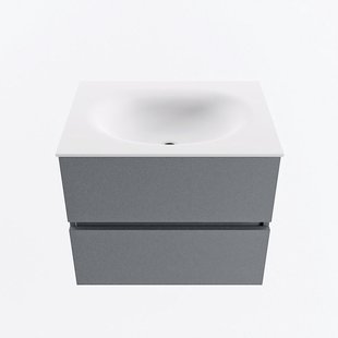 MONDIAZ VICA 60cm badmeubel onderkast Plata 2 lades. Wastafel MOON midden zonder kraangat, kleur Talc.