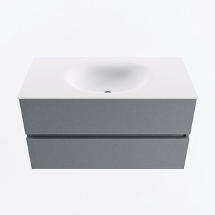 MONDIAZ VICA 90cm badmeubel onderkast Plata 2 lades. Wastafel MOON midden 1 kraangat, kleur Talc.