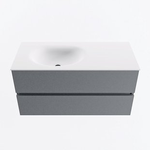 MONDIAZ VICA 100cm badmeubel onderkast Plata 2 lades. Wastafel MOON links zonder kraangat, kleur Talc.