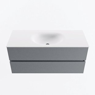 MONDIAZ VICA 110cm badmeubel onderkast Plata 2 lades. Wastafel MOON midden zonder kraangat, kleur Talc.