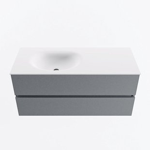 MONDIAZ VICA 110cm badmeubel onderkast Plata 2 lades. Wastafel MOON links zonder kraangat, kleur Talc.