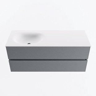 MONDIAZ VICA 120cm badmeubel onderkast Plata 2 lades. Wastafel MOON links 1 kraangat, kleur Talc.