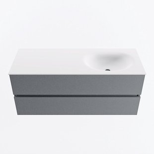 MONDIAZ VICA 120cm badmeubel onderkast Plata 2 lades. Wastafel MOON rechts 1 kraangat, kleur Talc.