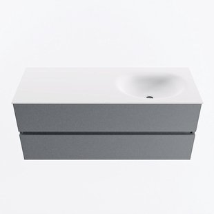 MONDIAZ VICA 120cm badmeubel onderkast Plata 2 lades. Wastafel MOON rechts zonder kraangat, kleur Talc.