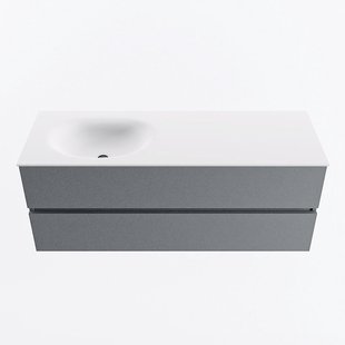 MONDIAZ VICA 130cm badmeubel onderkast Plata 2 lades. Wastafel MOON links 1 kraangat, kleur Talc.