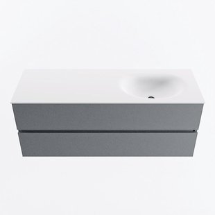 MONDIAZ VICA 130cm badmeubel onderkast Plata 2 lades. Wastafel MOON rechts 1 kraangat, kleur Talc.