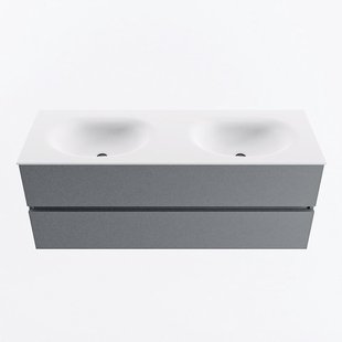 MONDIAZ VICA 130cm badmeubel onderkast Plata 2 lades. Wastafel MOON dubbel 2 kraangaten, kleur Talc.