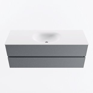 MONDIAZ VICA 130cm badmeubel onderkast Plata 2 lades. Wastafel MOON midden zonder kraangat, kleur Talc.